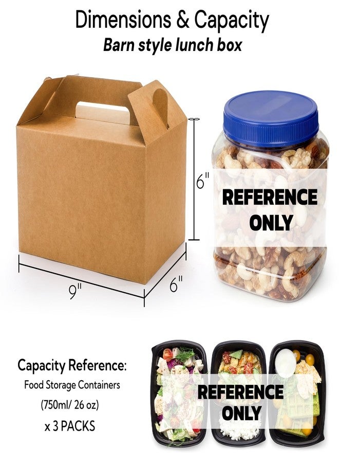 ZOOFOX 50 Pack 9x6x6 Brown Gable Boxes for Food, Large Welcome Box with Handles, Grease Resist Bakery Boxes Treat Box Paper Lunch Container To Go for Birthday, Wedding, Baby Shower, Lunch - Image 2